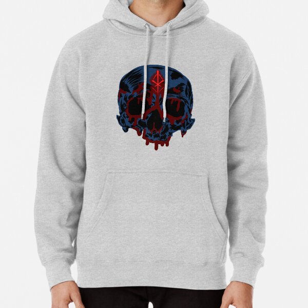 a bloody skull inspired by berserk Pullover Hoodie   product Offical berserk manga Merch